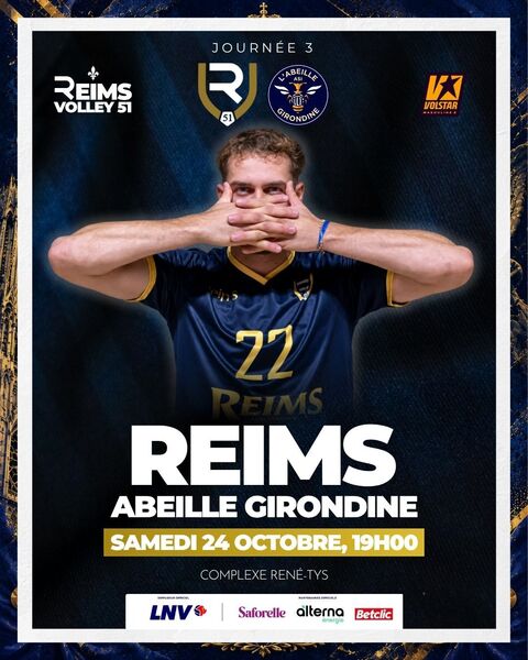 Affiche Reims Volley 51 – Abeille Girondine, samedi 24 octobre à 19h